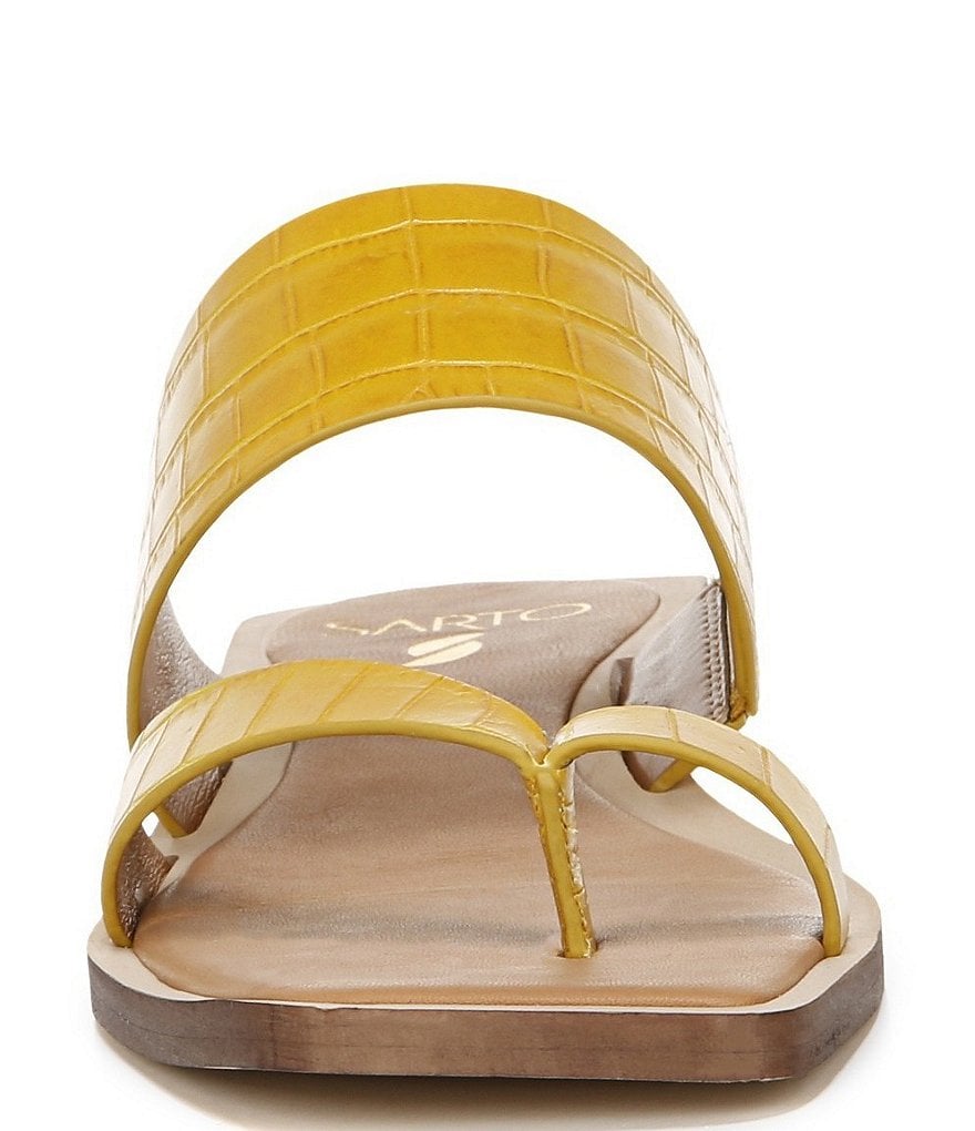 Sarto by Franco Sarto Ediana Croco Print Leather Toe Ring Square Toe Sandals