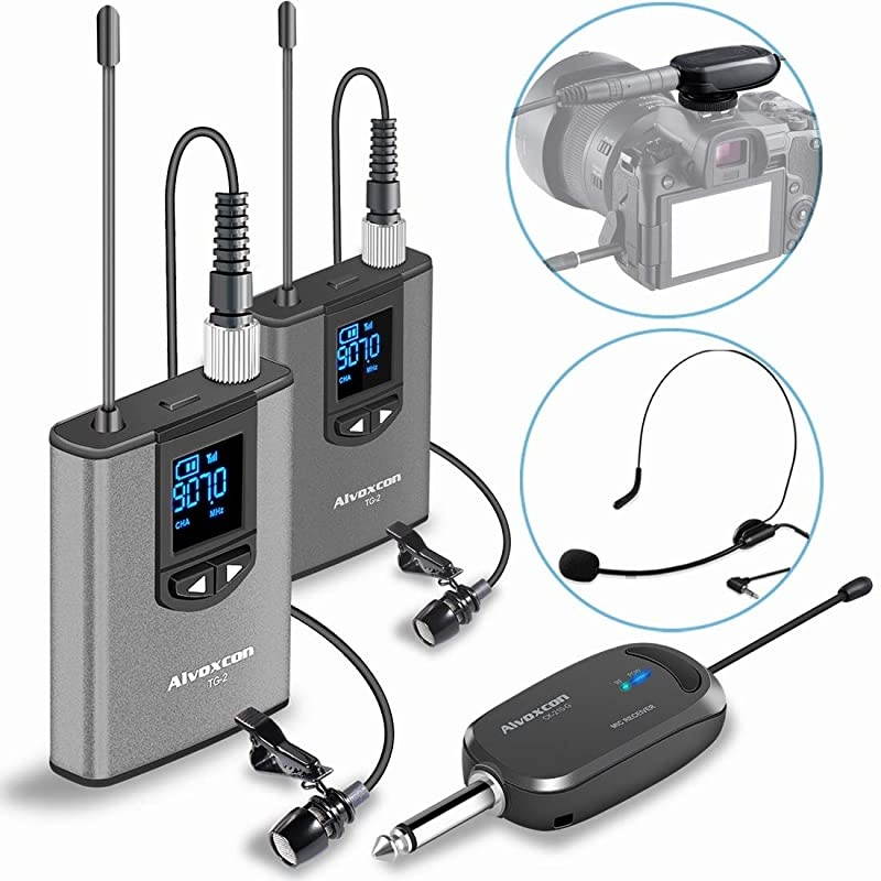 Wireless Headset Lavalier Microphone System  Dual Wireless Lapel Mic for iPhone DSLR Camera PA Speaker YouTube Podcast Video Recording Conference Vlogging Church Interview Teaching