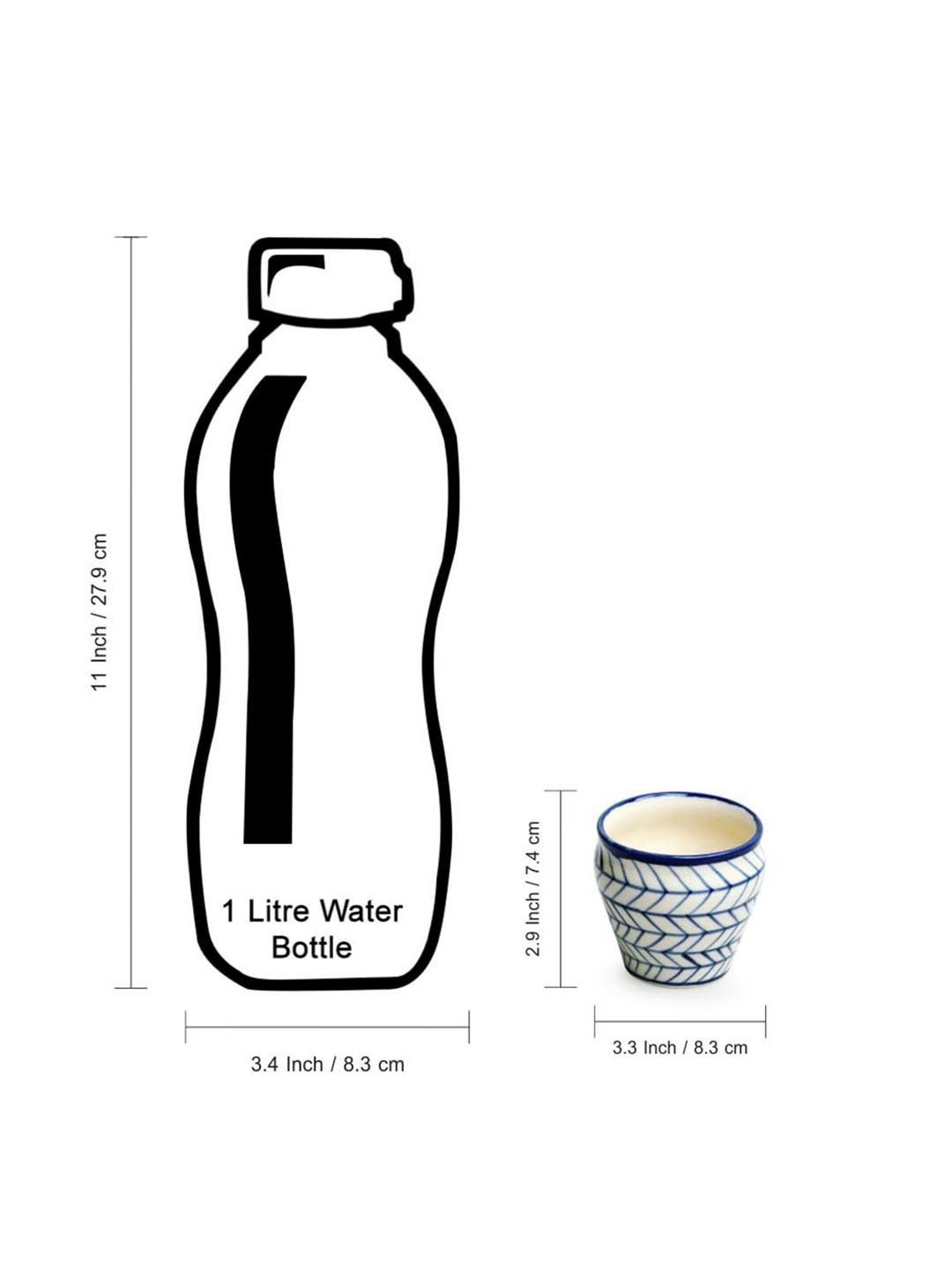 ExclusiveLane Indigo Blue & White Ceramic Hand-Painted Kulhad - Set of 6