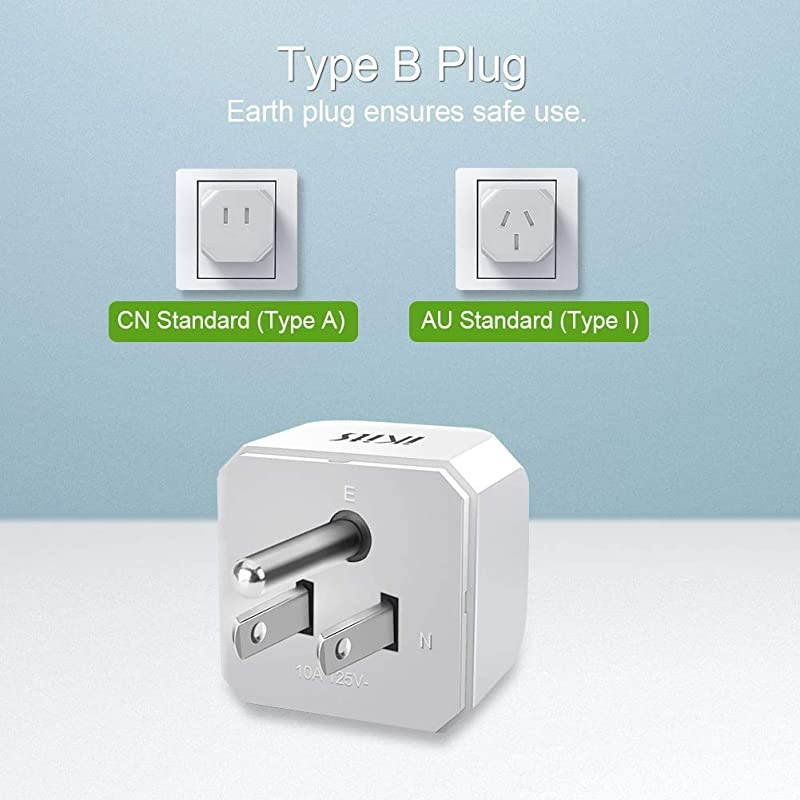 USA, Canada, Japan, Thailand Travel Plug Adapter by , Convert Australia, China, New Zealand to USA Socket -Type B- Compact & Safe Universal Grounded Pin USA Adapter Plug to Australia Black
