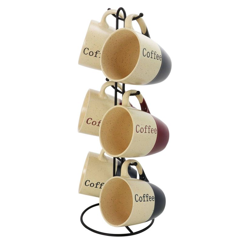 12oz 6pk Stoneware Downtown Shop Mug Set with Stand - Elama