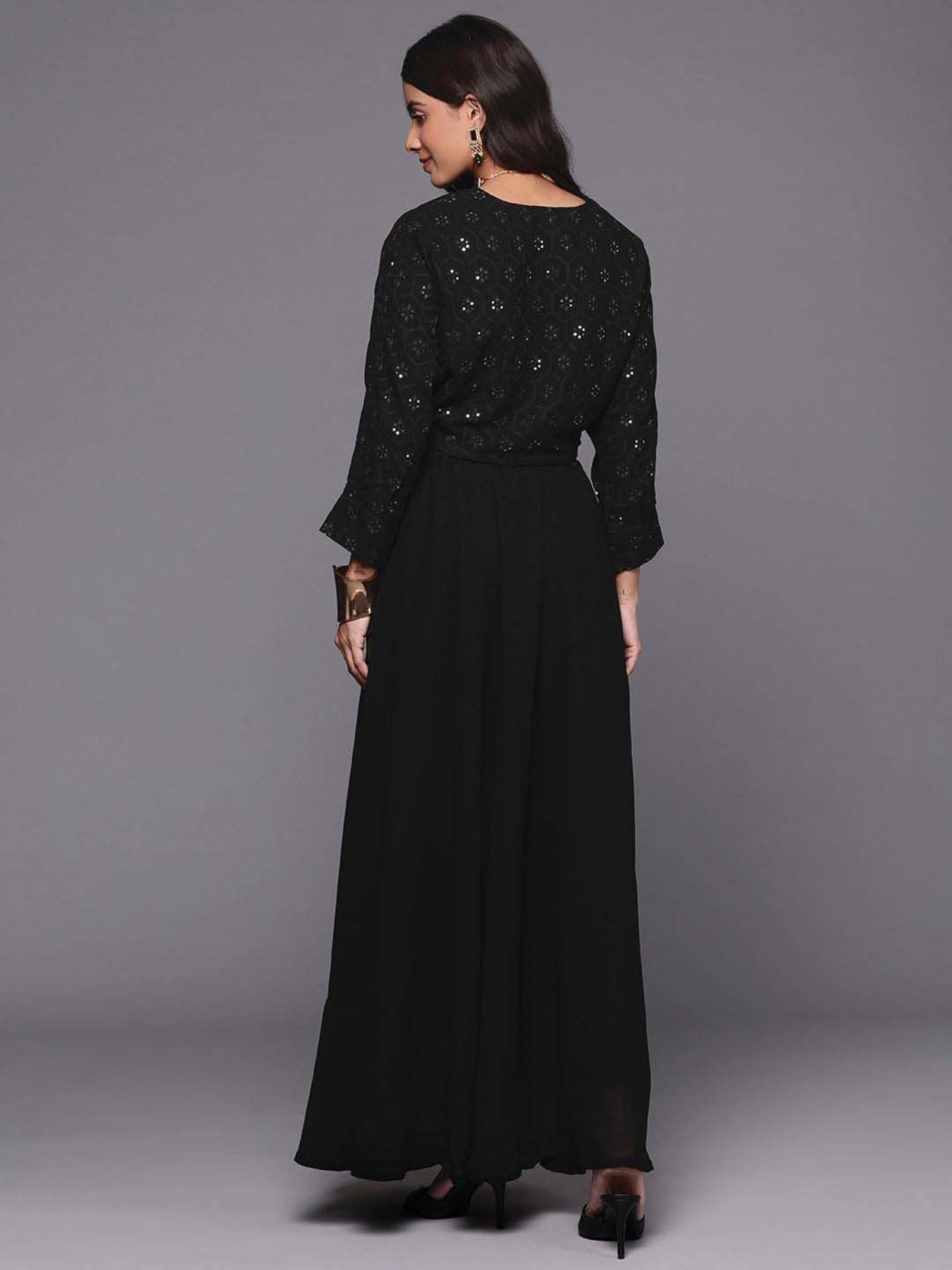 Libas Black Plain Lehenga Choli Set