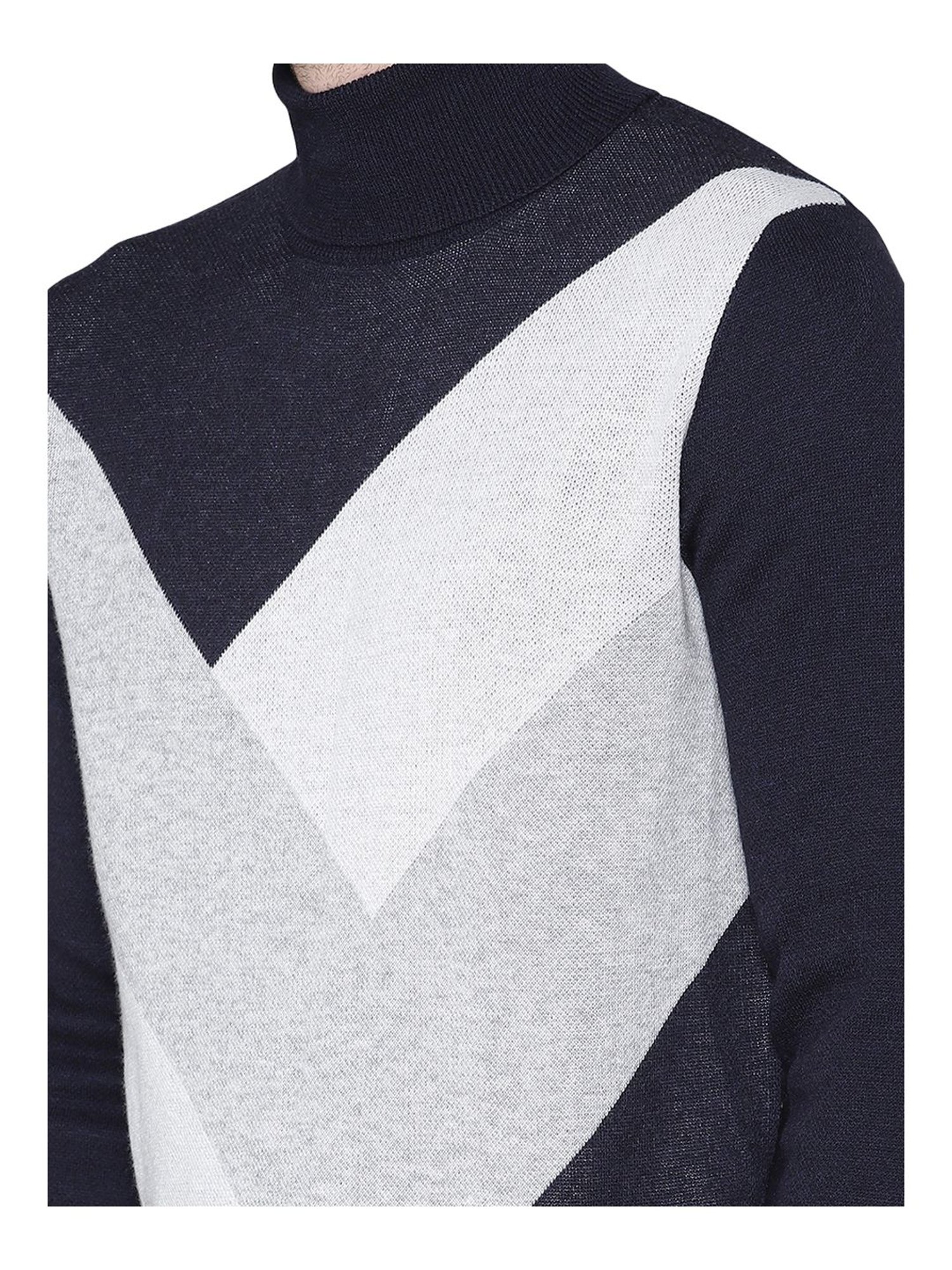 Antony Morato Navy & Grey Regular Fit Colour Block Sweater