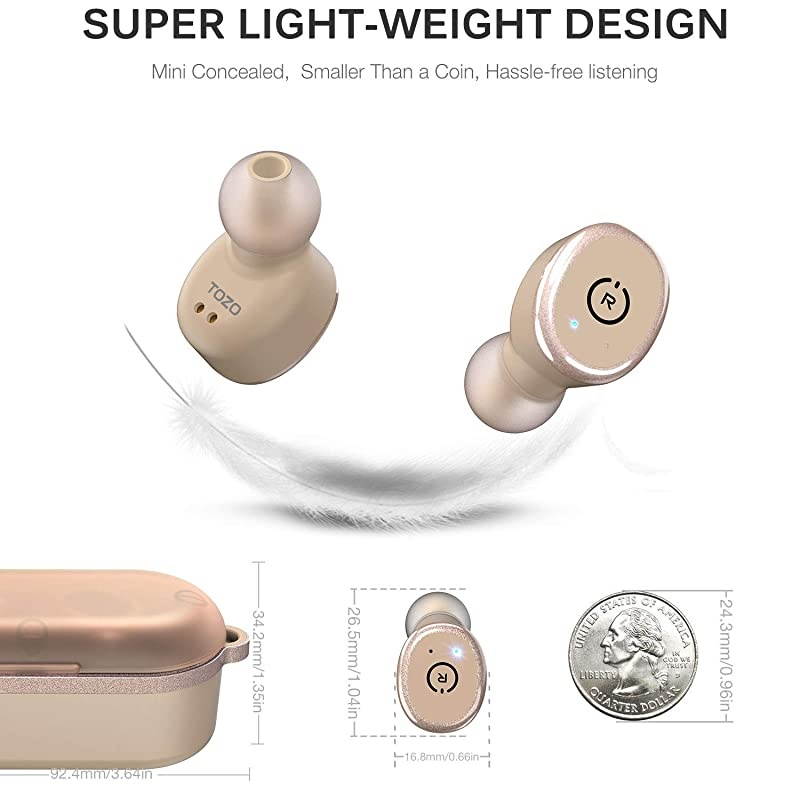 T10 Bluetooth 5.0 Wireless Earbuds with Wireless Charging Case IPX8 Waterproof TWS Stereo Headphones in Ear Built in Mic Headset Premium Sound with Deep Bass for Sport Khaki