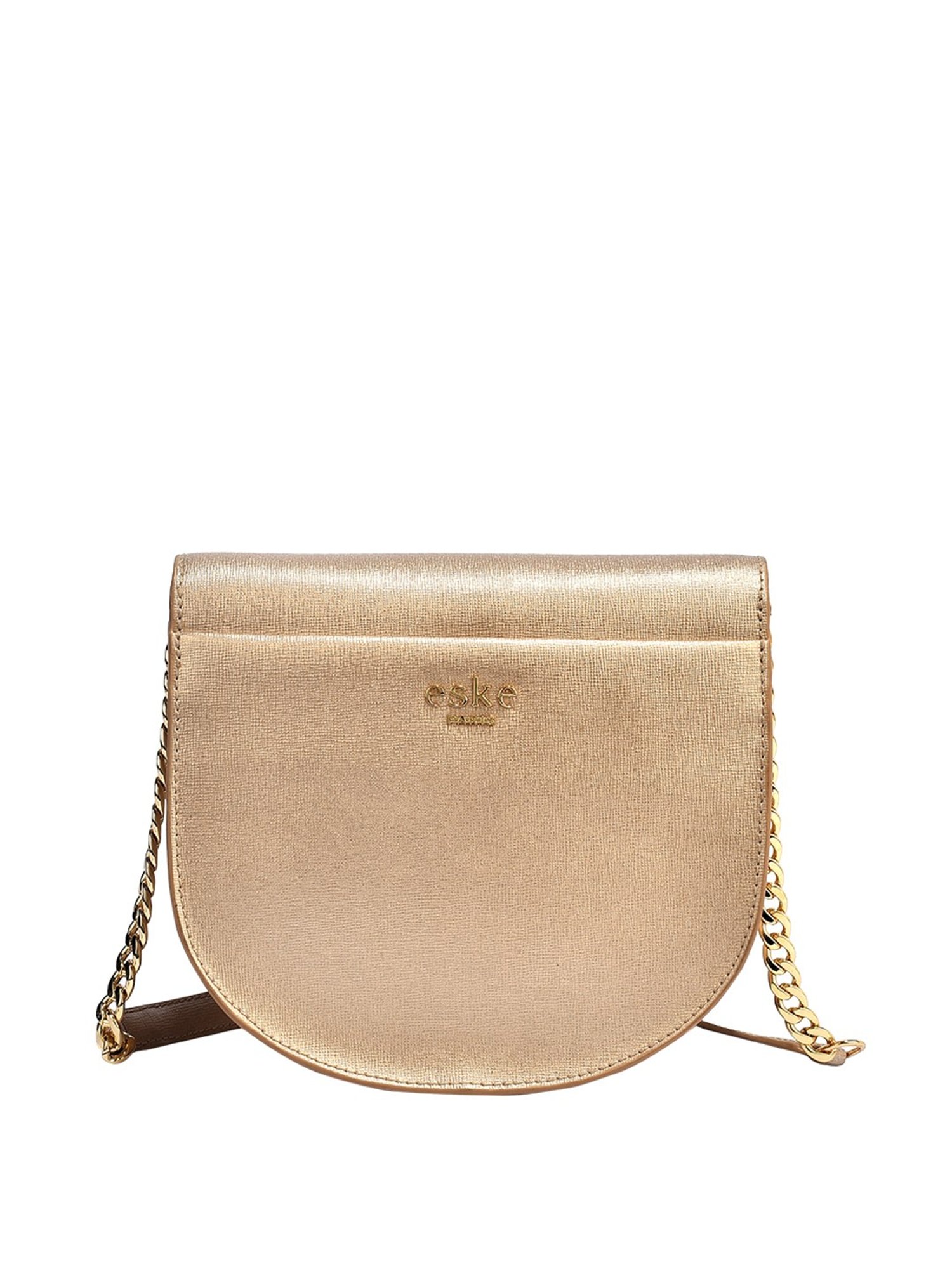 Eske Valerie Golden Solid Medium Sling Handbag