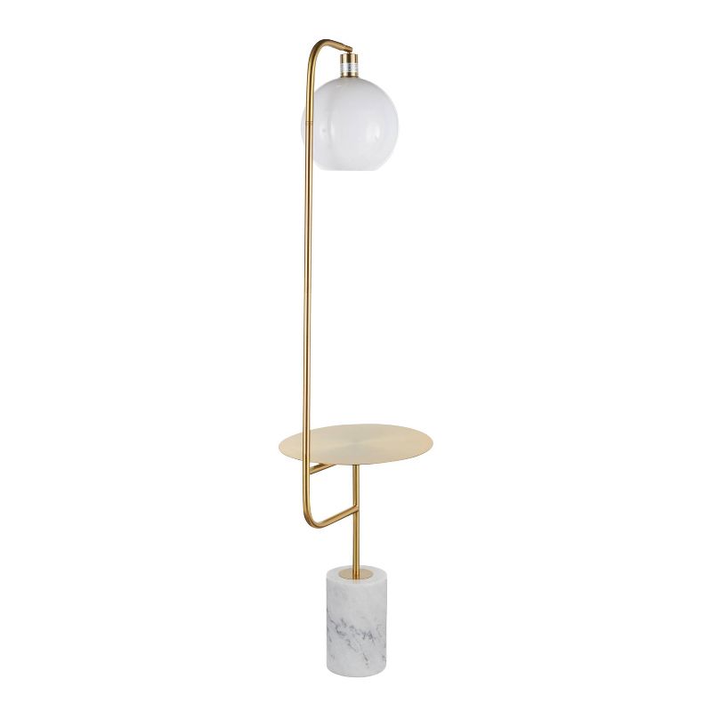 Symbol Contemporary/Glam Floor Lamp with Metal Side Table and Marble Base Gold (Includes LED Light Bulb) - LumiSource
