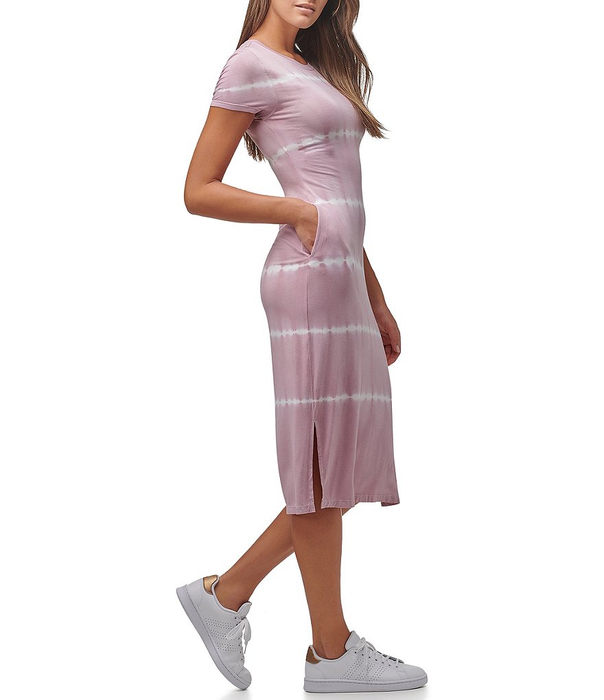 Marc New York Tie Dye Jewel Neck Side Pocket Midi Dress