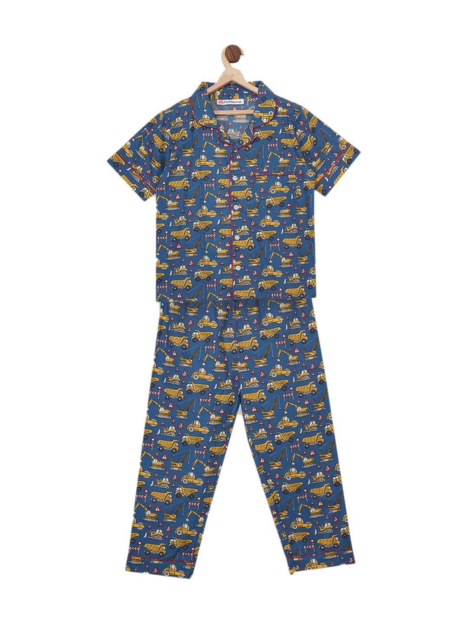 Fluffalump Boys Multicolor Cotton Printed Nightwear Top & Pants Set