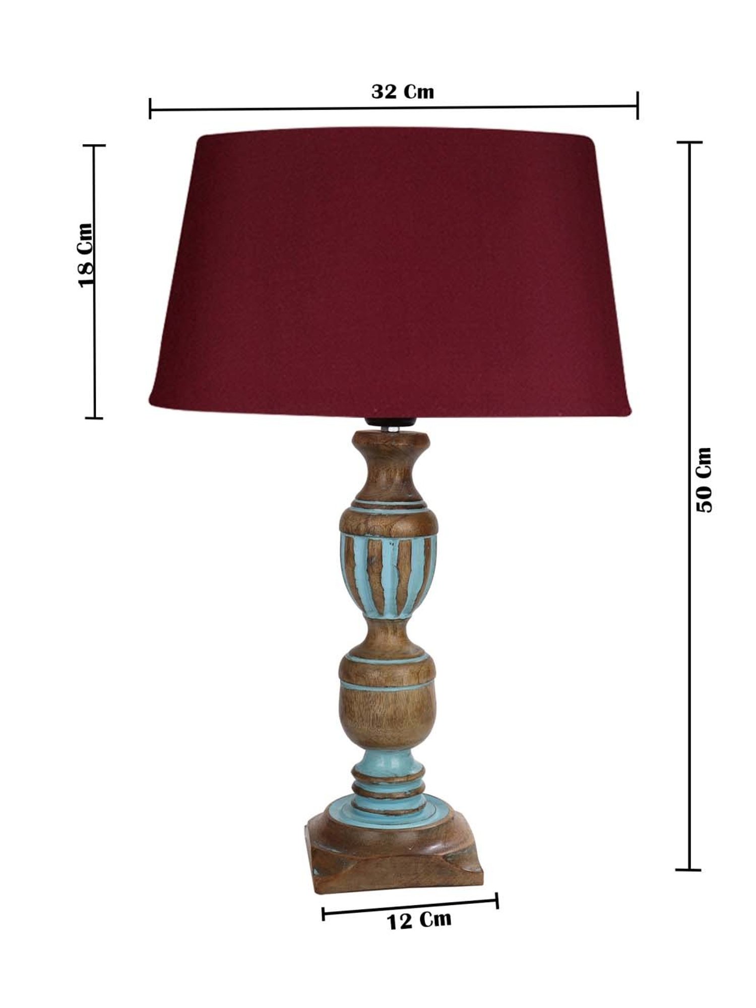 Homesake 'Rustic Distress' Red & Brown Wood Trophy Carved Table Lamp with Empire Shade - Set of 1