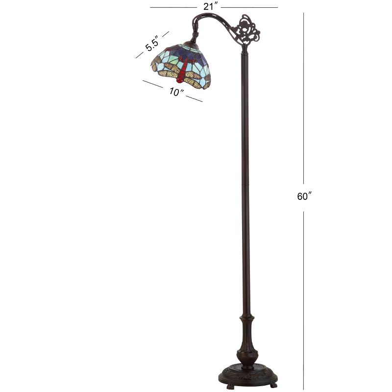 60" Dragonfly Tiffany Style Arched Floor Lamp (Includes LED Light Bulb) Bronze - JONATHAN Y