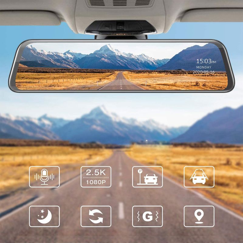 TOGUARD CE70 12" GPS Voice Control Touch Screen 2.5K Dash Cam with Night Vision