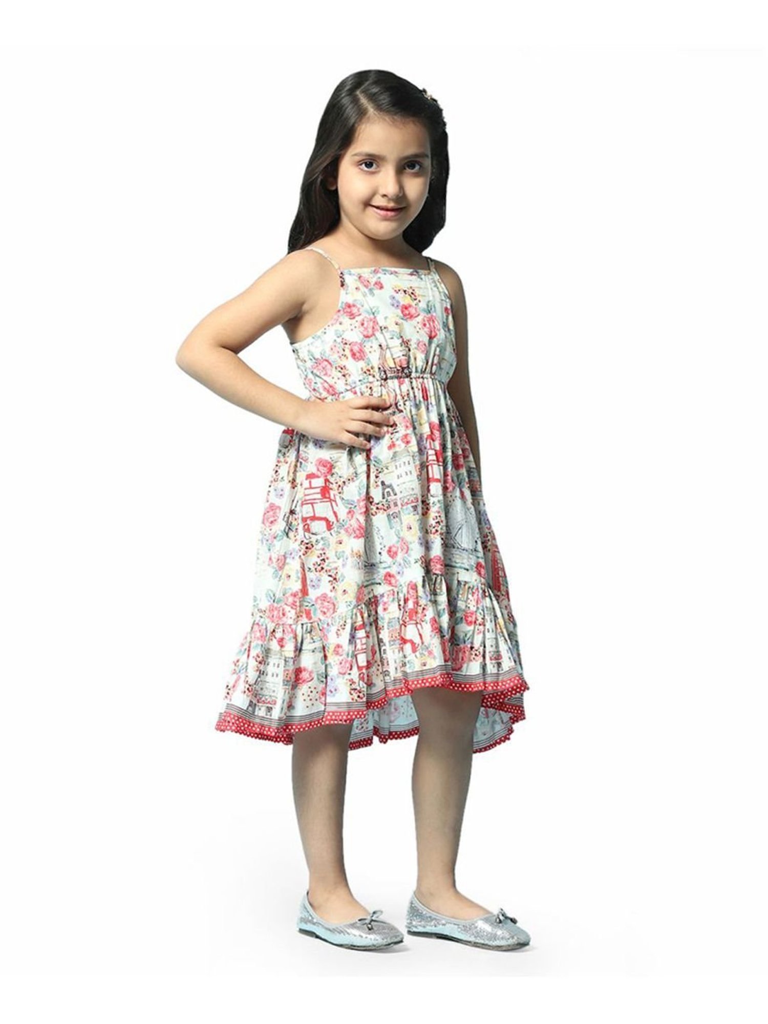 Biba Girls Multicolor Cotton Printed Dress