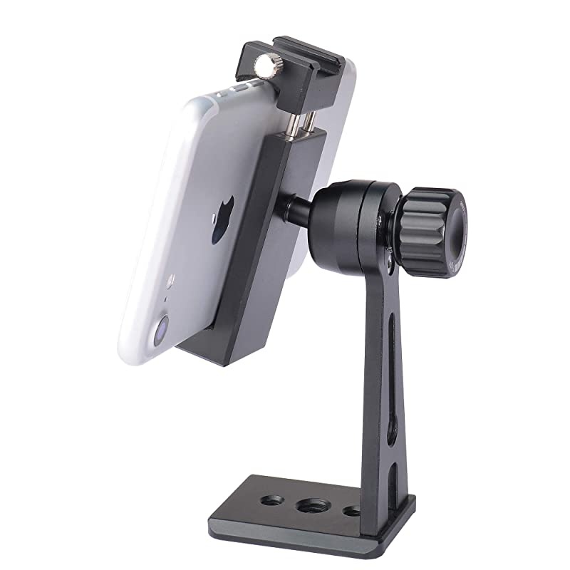Phone Tripod Mount Adapter with Cold Shoe  Smartphone Tripod Holder Clip Metal 360 degree Rotation Vertical Cell Phone Bracket Compatible with iPhone Samsung Galaxy Huawei LG Google C10