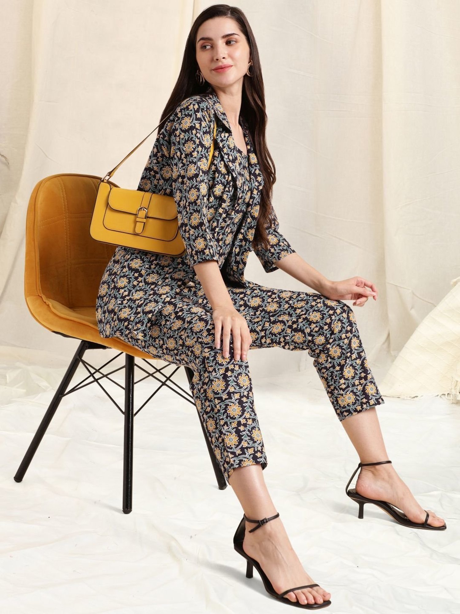 Melon by PlusS Blue Printed Shirt Pant Set