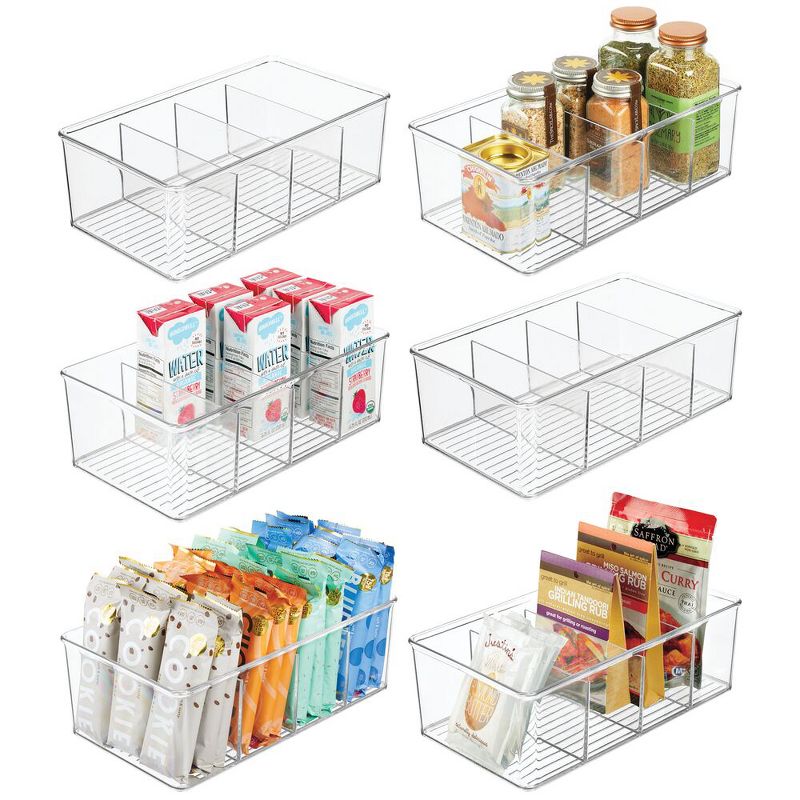 mDesign Plastic Kitchen Pantry Food Storage Organizer Bin, 6 Pack - Clear