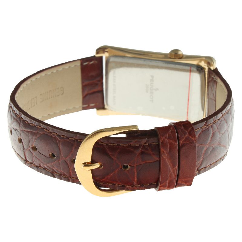 Men's Peugeot Vintage Leather Strap Watch - Brown