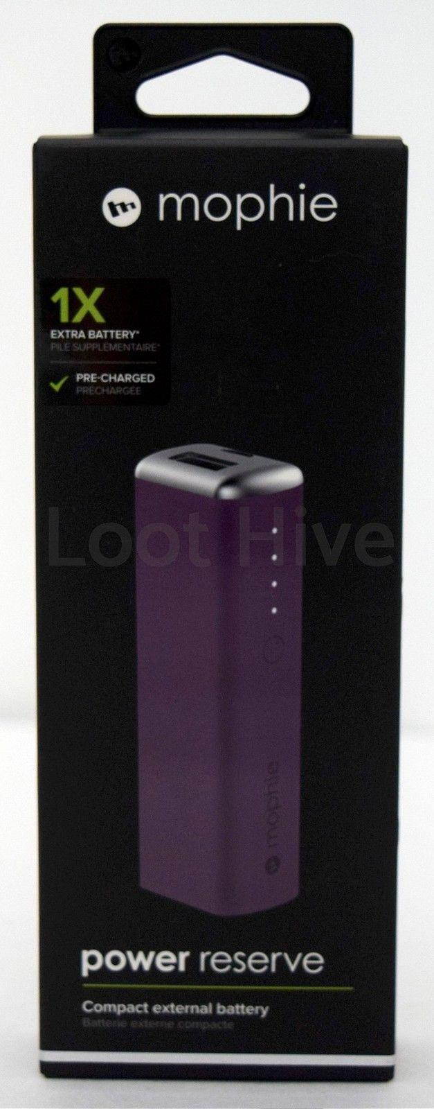 NEW ORIGINAL Mophie Power Reserve 1X Portable Battery PURPLE 2600mAh Charger USB