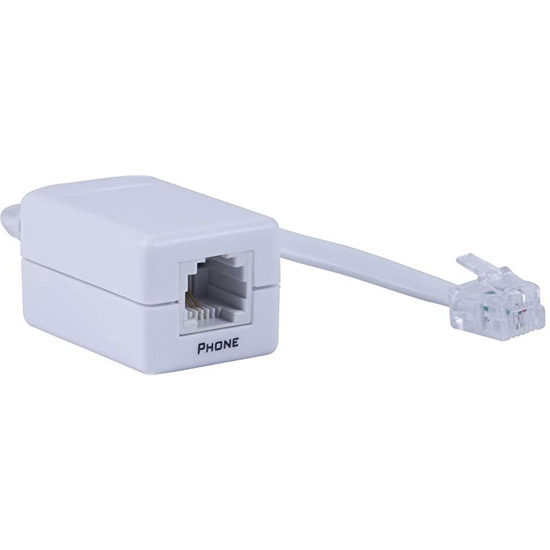 Phone Line Dsl Filter One Device Male to Female 1 Line Noise Filter for Answering Machines Telephones or Fax Machine White 76246