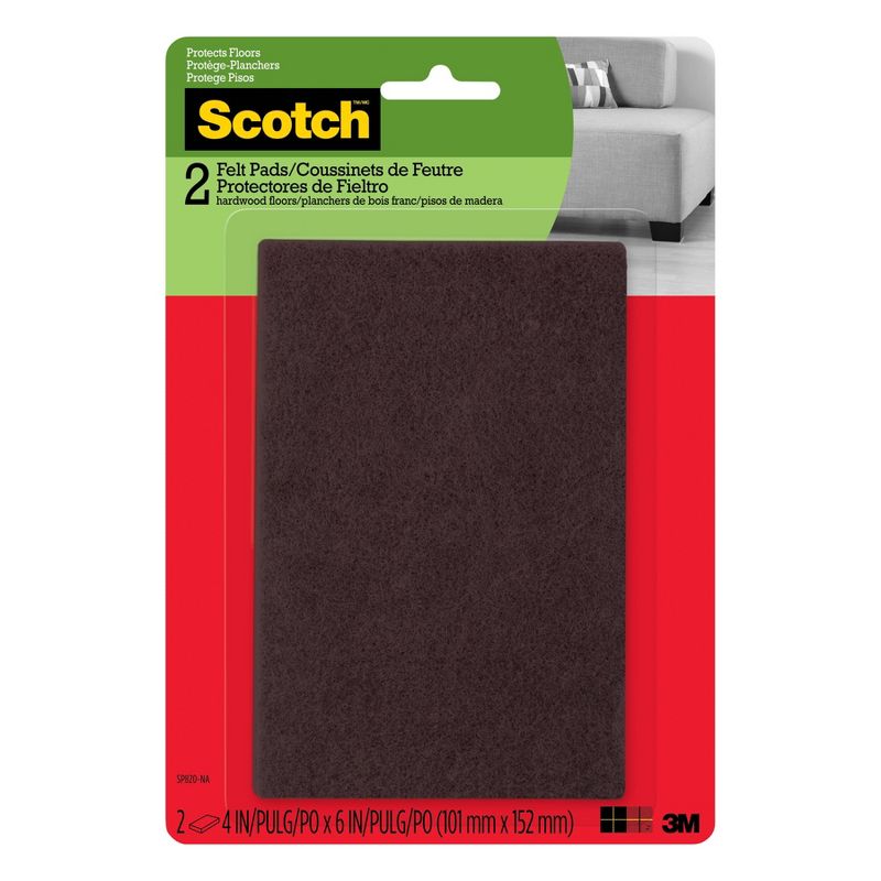 Scotch 2pk Felt Pads Brown