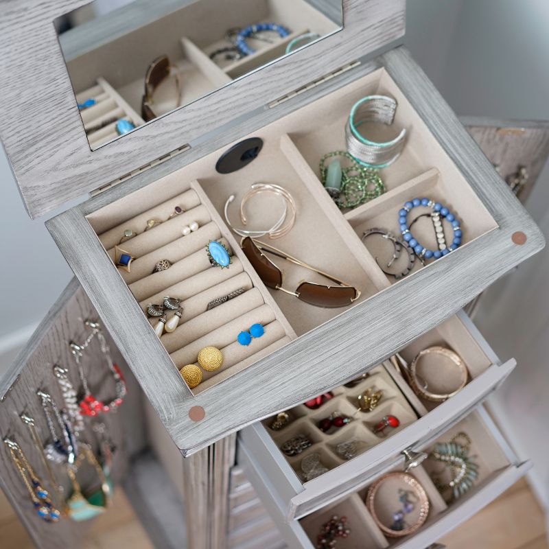Landry Standing Jewelry Armoire Ceruse Gray - Hives & Honey