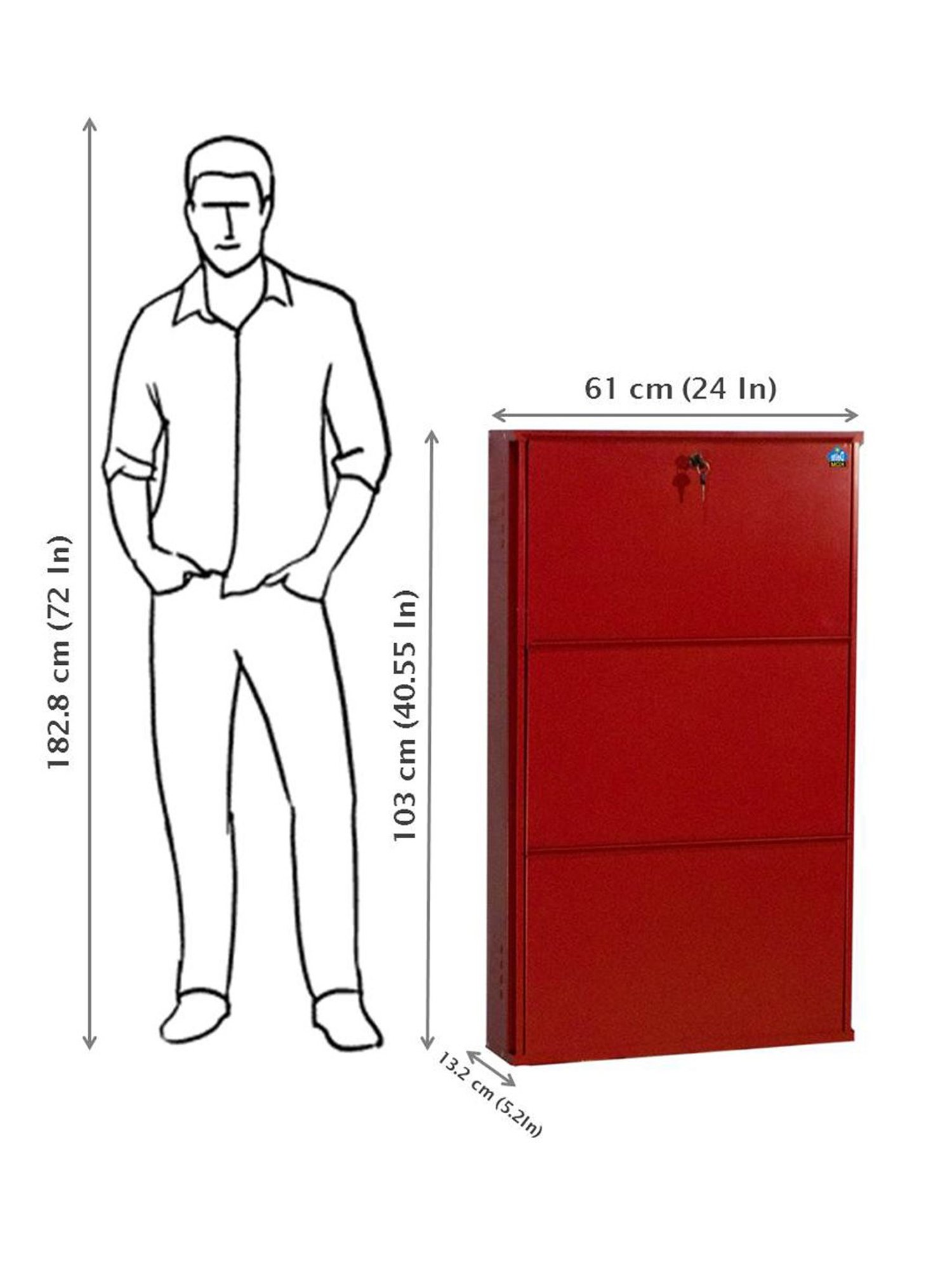 Delite Kom Metal Shoe Rack - 24" 3 Shelf, Ivory Green, PowderCoat, Wall Mount, DIY