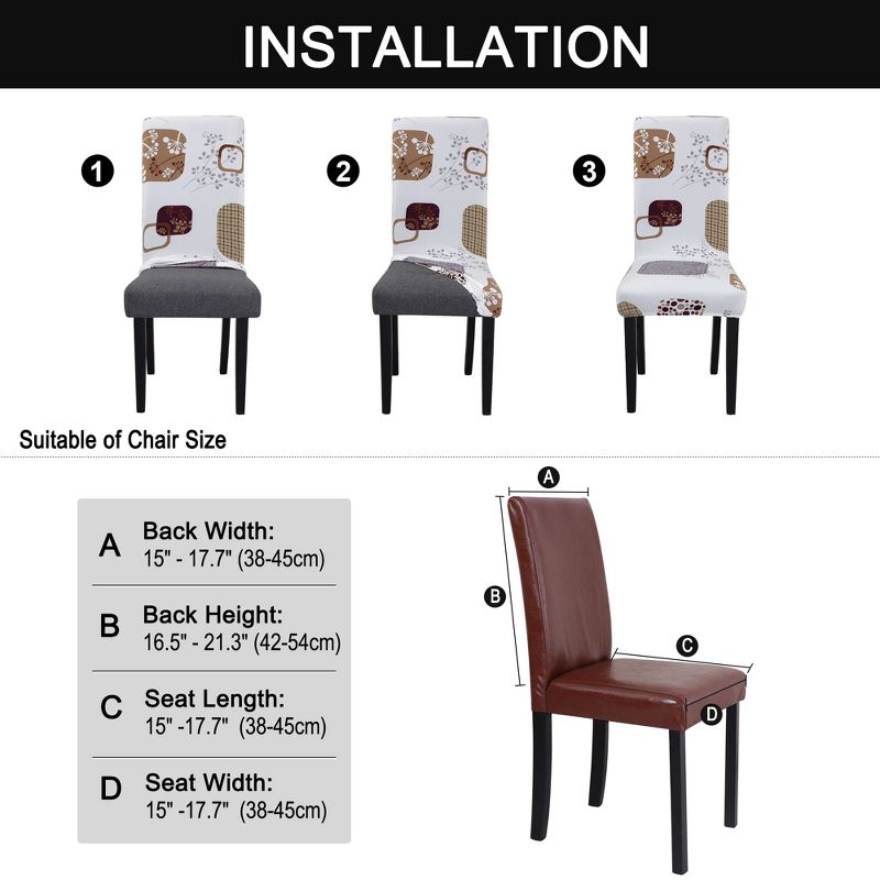 1 Pc Polyester Spandex Stretchy Removable Washable Dining Chair Slipcovers Multicolored  - PiccoCasa