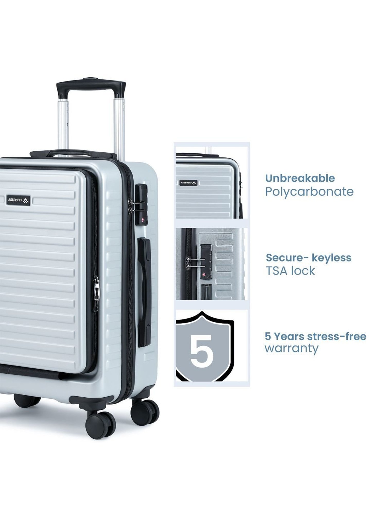 Assembly Silver Textured Trolley Bag Pack of 2 - 20 inch & 24 inch