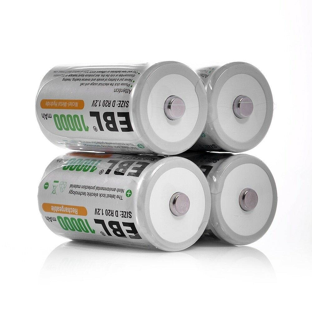 8x   D Size D Cell Rechargeable Batteries 10000mAh w/ 9V AA C D Cell Charger