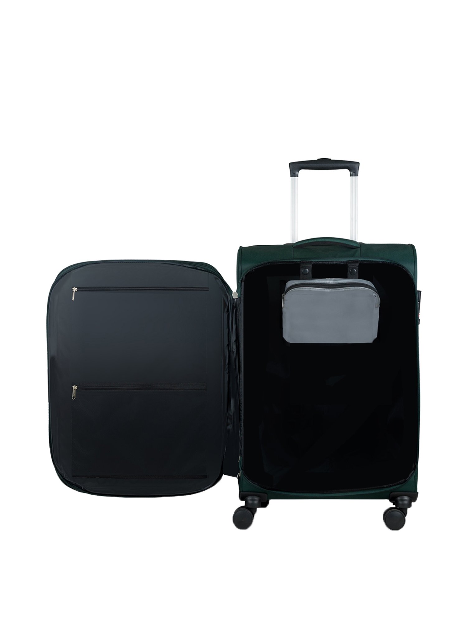 Carriall Green & Beige 4 Wheel Medium Soft Cabin Trolley Pack of 2 - 68 cm