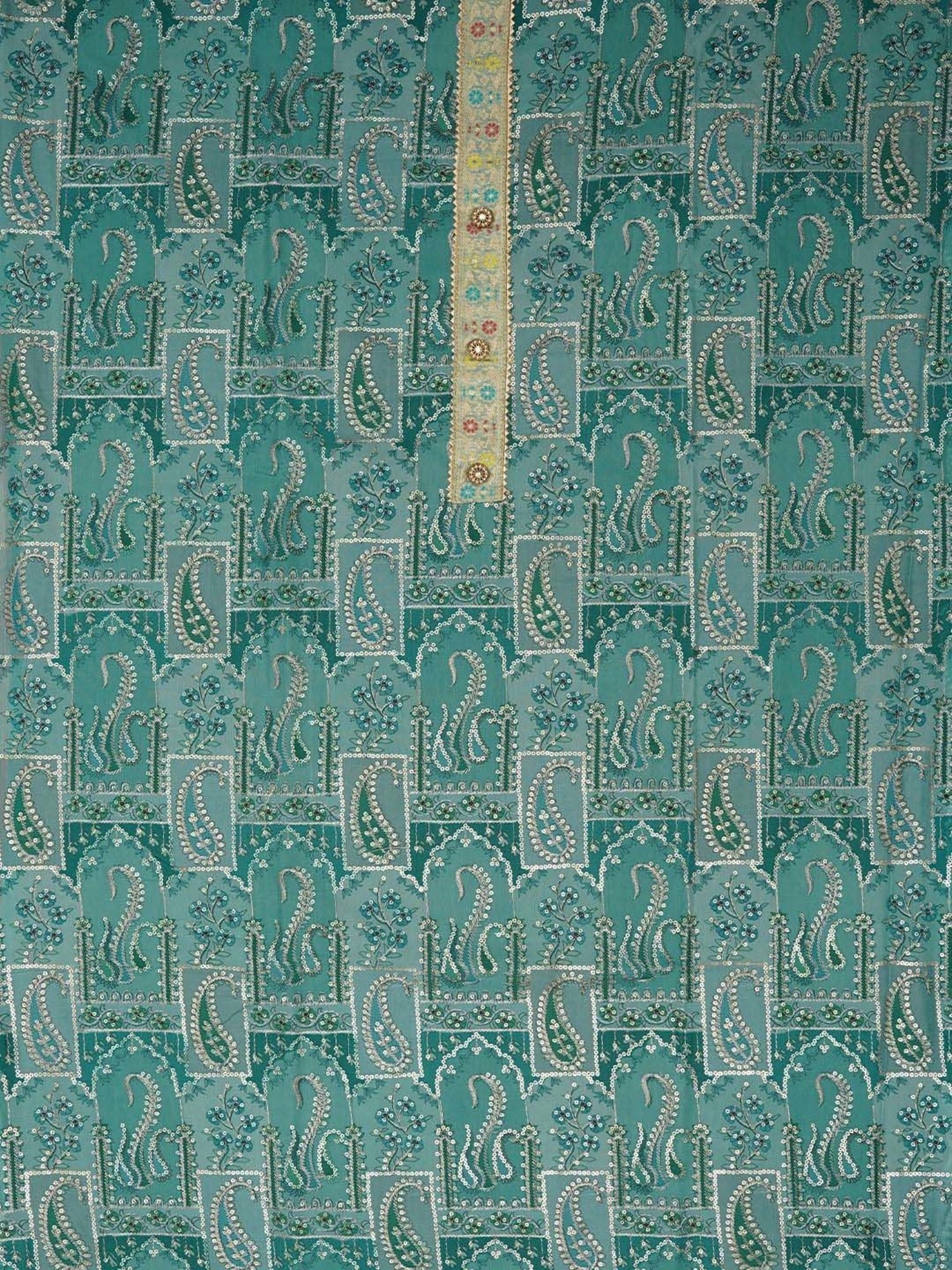 Jaipur Kurti Turquoise Embroidered Unstitched Dress Material