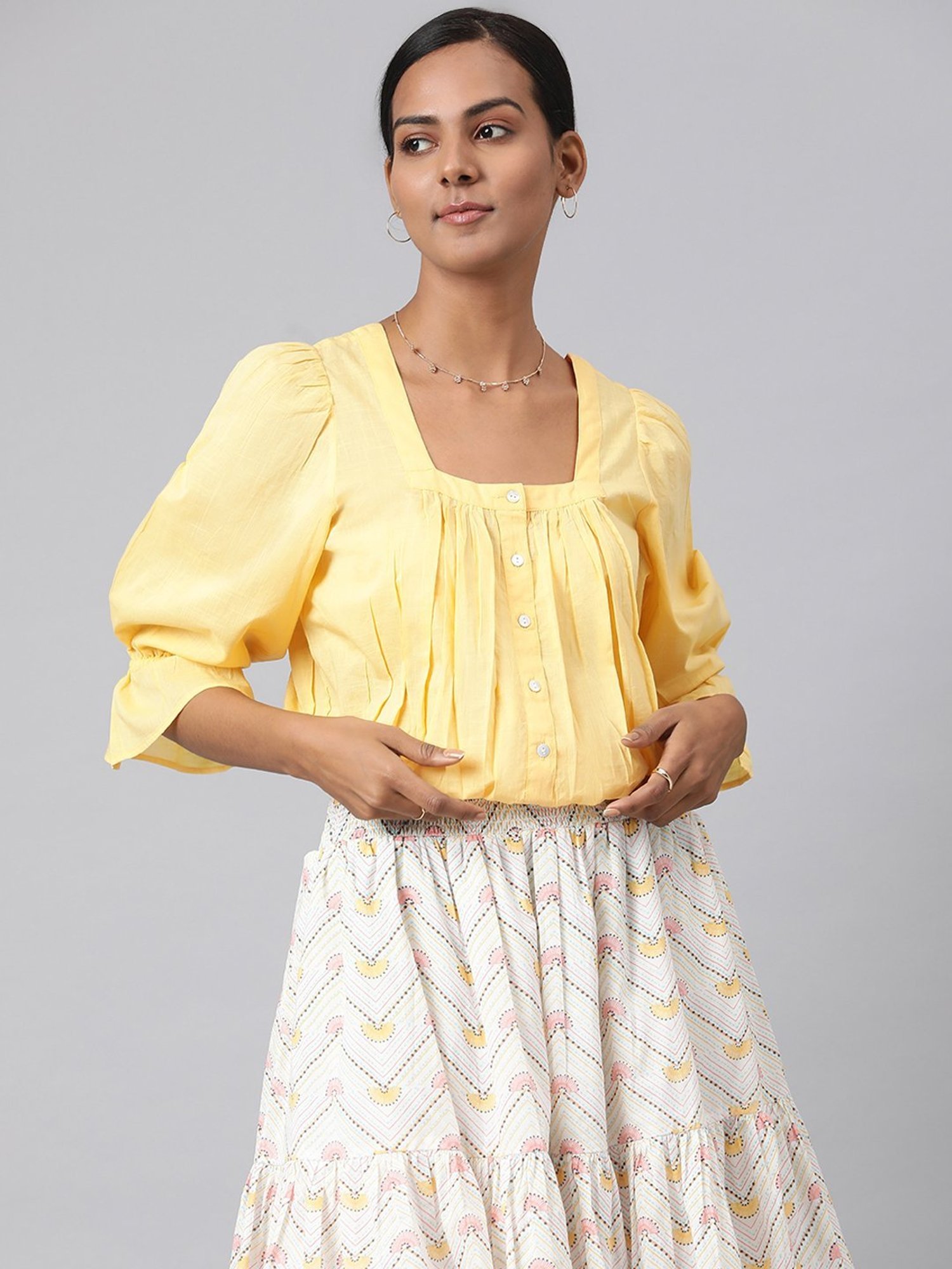 Fabindia Yellow Cotton Top