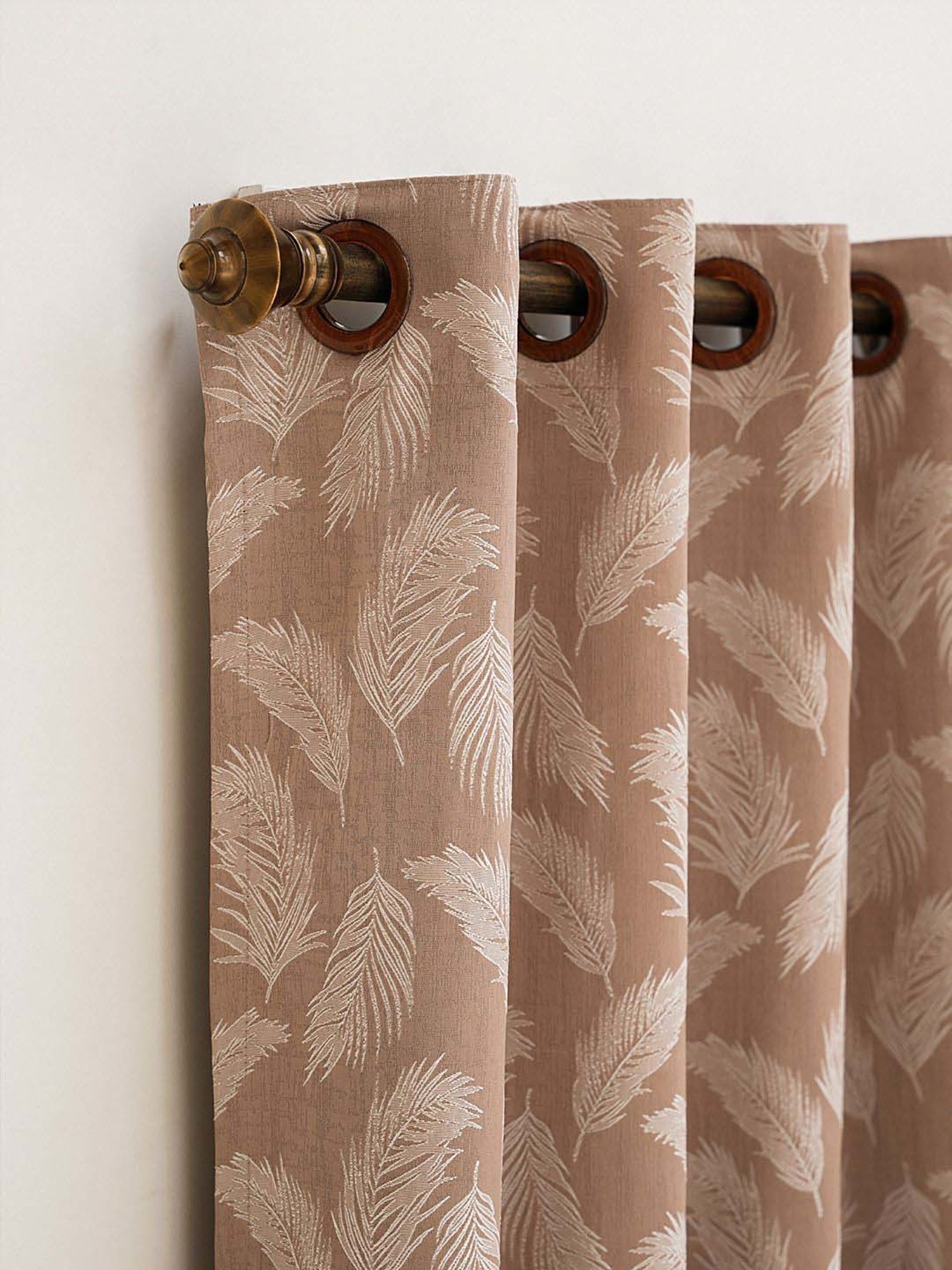 Ariana Vera Feather Design Brown Polyester Window Curtain