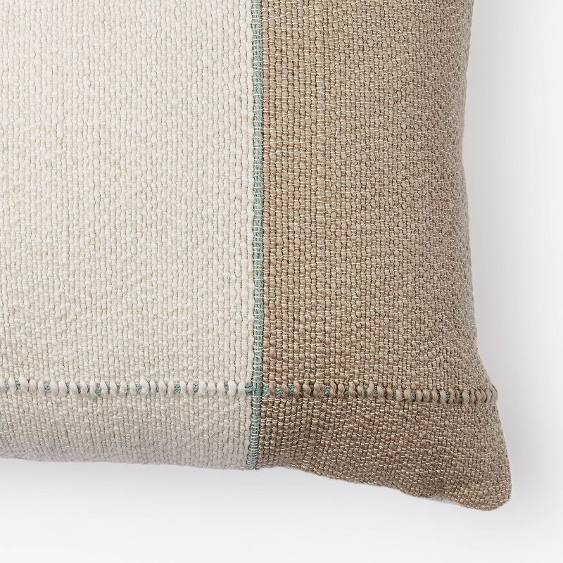 Oversized Woven Color Block Striped Lumbar Throw Pillow Neutral/Green - Threshold™ designed with Studio McGee