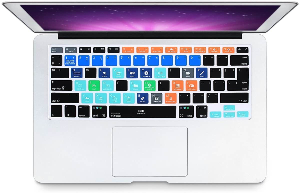 HRH FL Studio Fruity Loops Shortcuts Hotkey Silicone Keyboard Cover Skin for MacBook Air 13,MacBook Pro13/15/17 (with or w/Out Retina Display, 2015 or Older Version)&Older iMac,USA and European