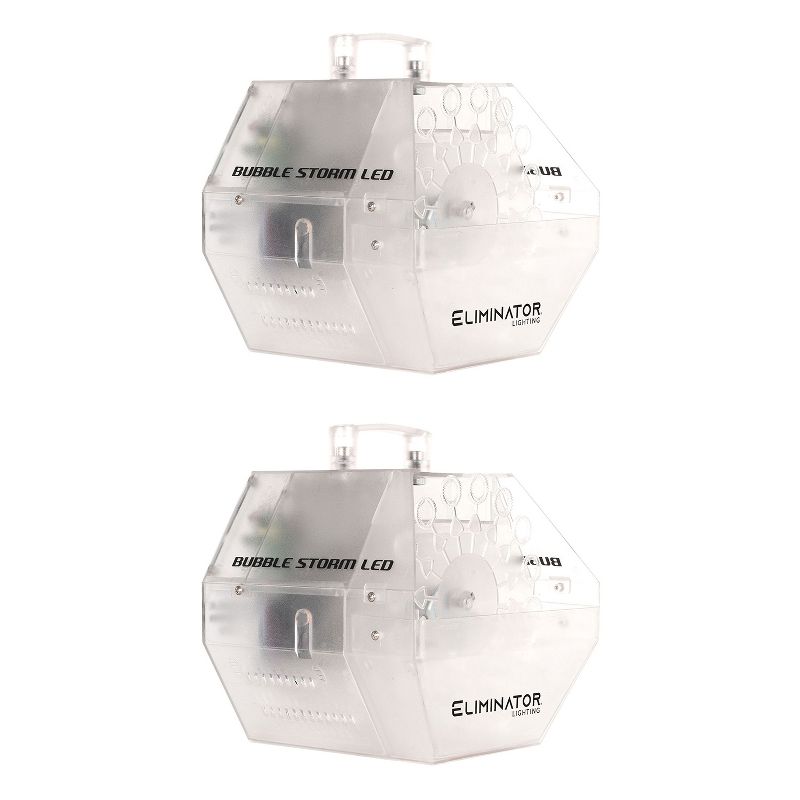 Eliminator Lighting Bubble Storm LED Portable Color Changing DJ Bubble Machine (2 Pack)