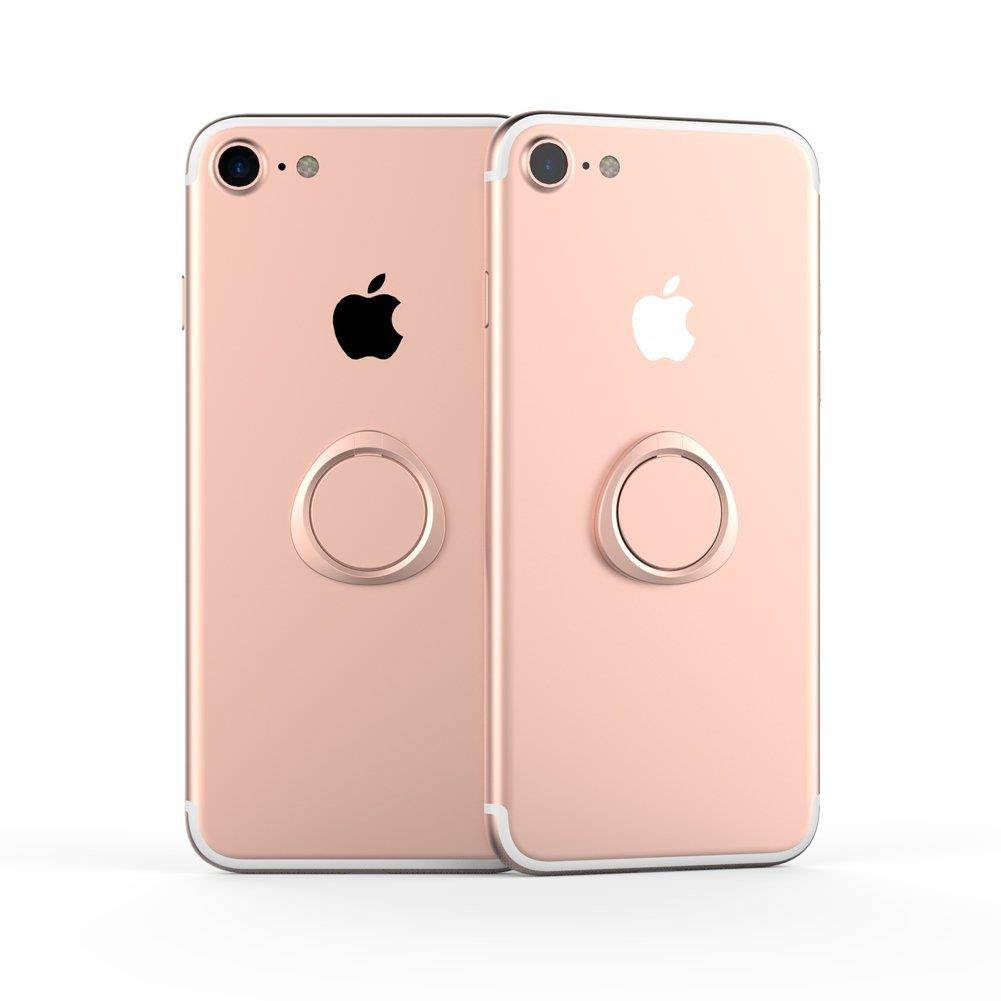 EIGIIS Ultra-Thin Cell Phone Finger Ring Stand 360 Degree Rotation 180 Degree Flip With 3m AdhesiveFor Smart Mobilephone Tablet (Rose Gold)