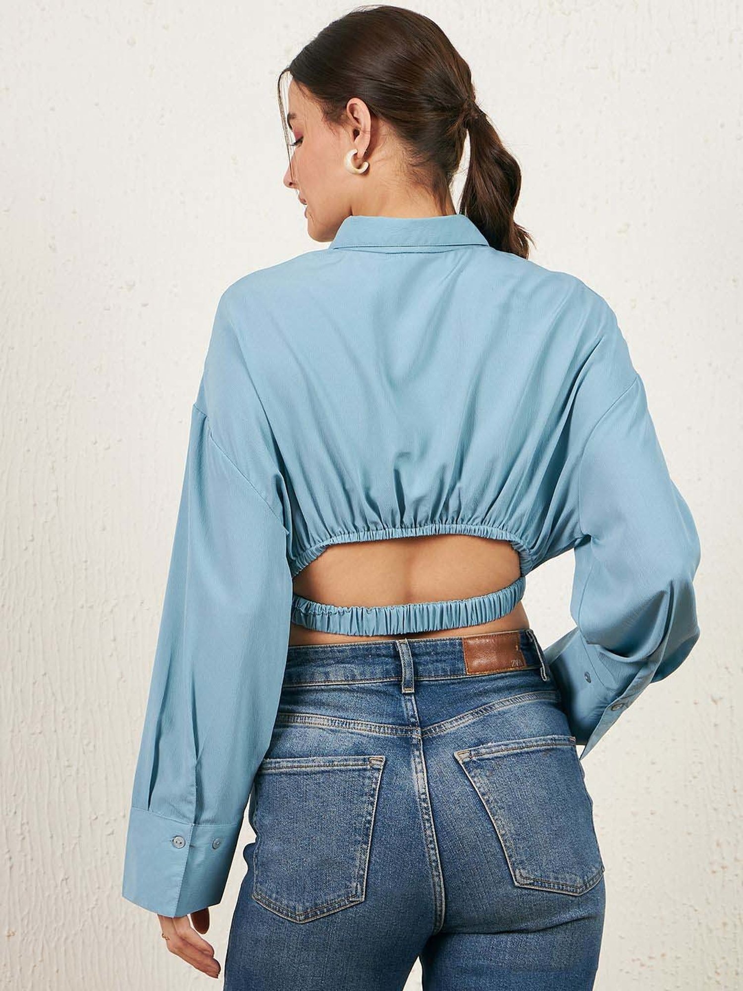 Rare Blue Slim Fit Crop Top