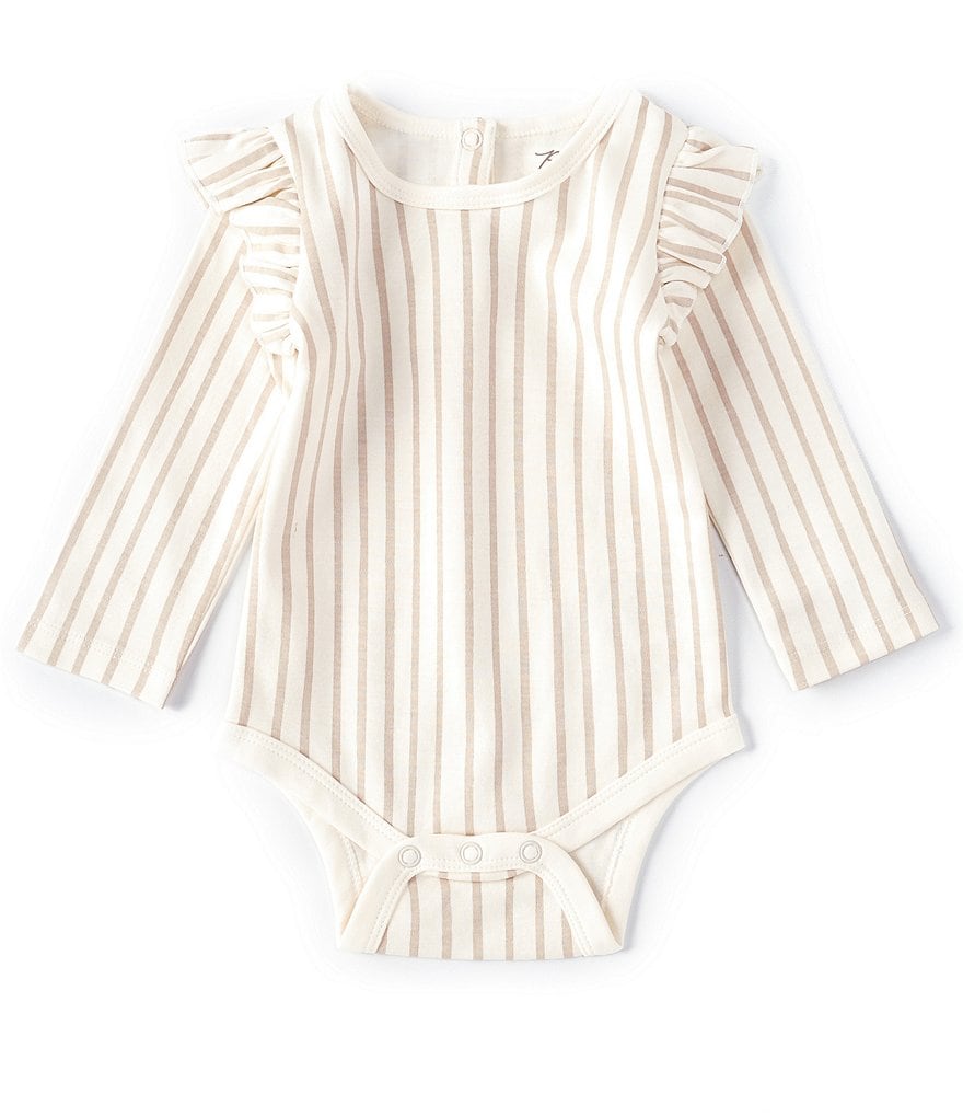 Pehr Baby Girls Newborn-12 Months Long-Sleeve Ruffle Stripes Away Bodysuit