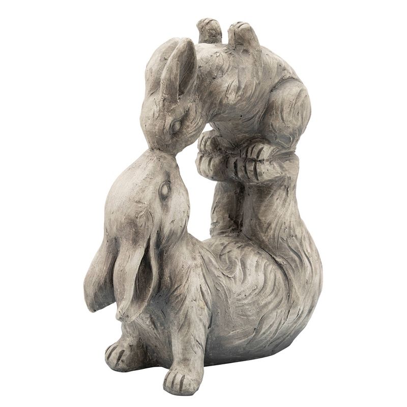 15" Resin Kissing Bunnies Figurine Antique White - Sagebrook Home