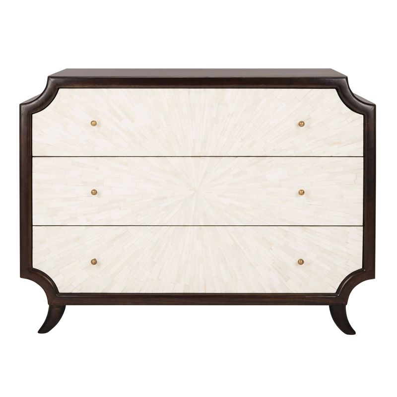 Alina Wood 3 Drawer Dresser Dark Walnut/Natural - Safavieh