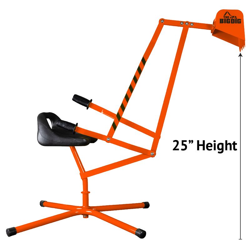 The Big Dig Special Edition Sandbox Digger Excavator Ride On Crane and Pretend Play Construction Toy with 360 Degree Rotating Boom and Seat, Orange