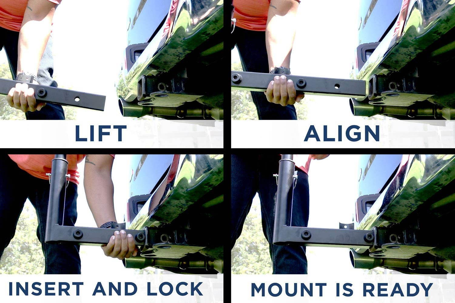 Mount-It! Tailgate TV Mount | Full Motion Tailgate TV Stand for 2 Inch Receiver Hitch | Height Adjustable, Swivel Motion Fits Up to 55 Inch TVs| Steel, Black