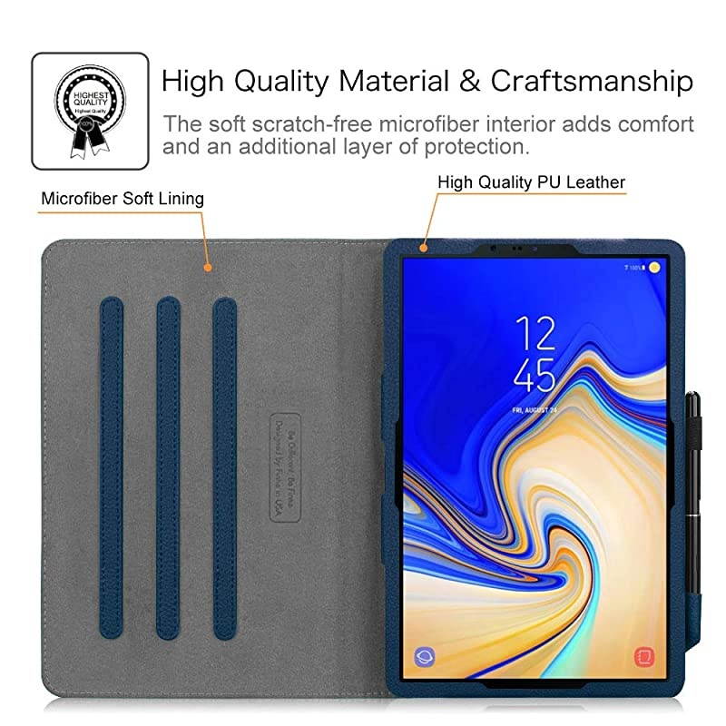 Case for Samsung Galaxy Tab S4 105 2018 Model SMT830T835T837 MultiAngle Viewing Stand Cover with S Pen Protective Holder Auto SleepWake Feature Navy
