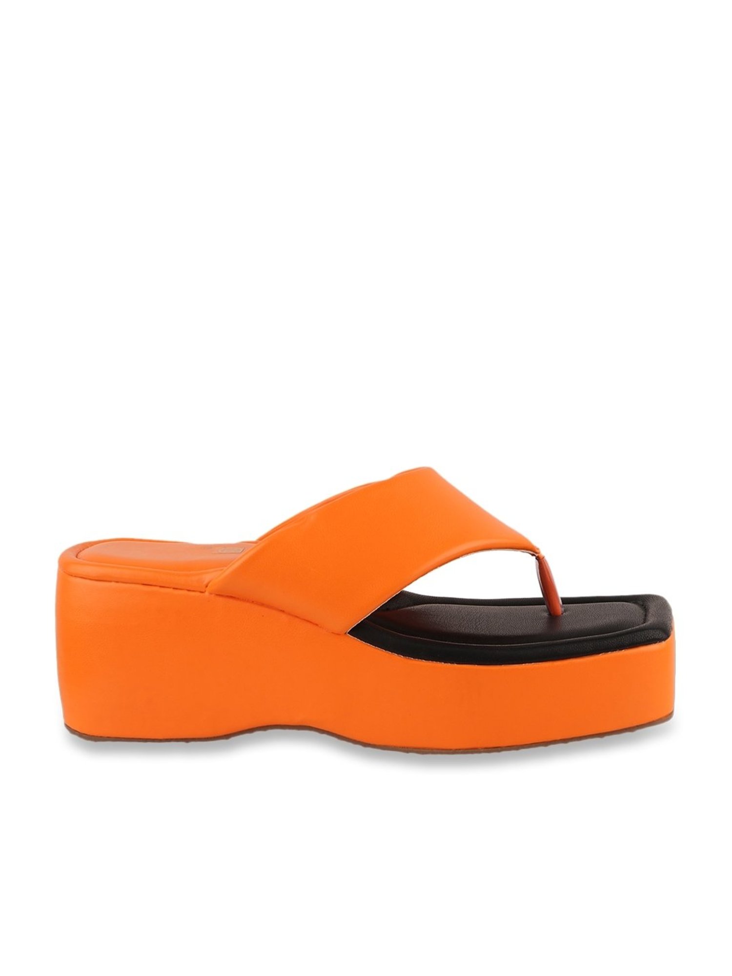 The White Pole Women's Orange Thong Wedges
