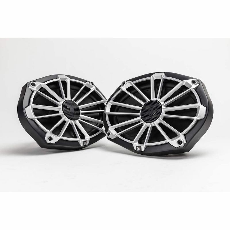 MB Quart NP1-169 Nautic Premium 140 Watt RV Boat Vehicle Outdoor Marine Speaker Pair with 3 Interchangeable Grill Color Options, Black