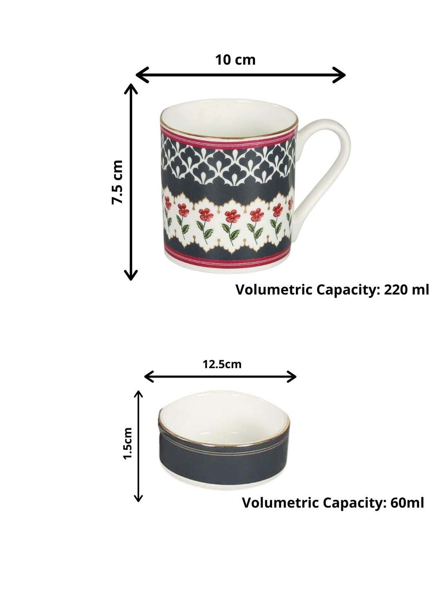 India Circus Black & White Ceramic Tea Set