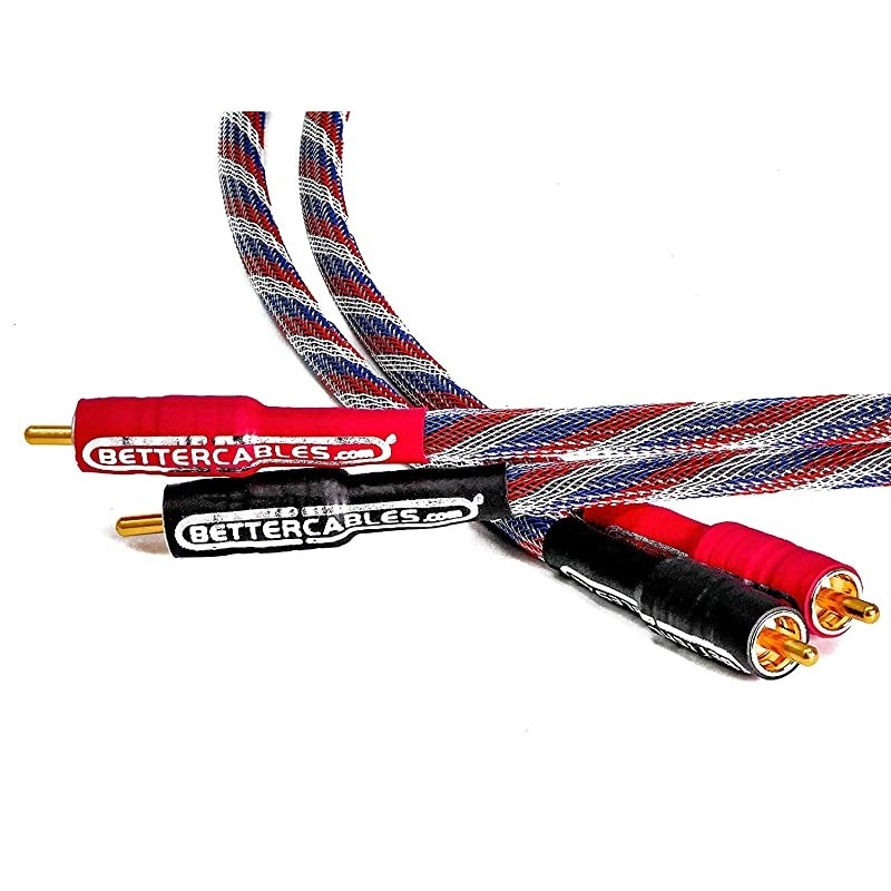 8 Inches  Silver Serpent Patriot Edition RedWhiteBlue RCA Audio Interconnect Cables Stereo Pair 2 Cables HighEnd HighPerformance Premium HiFi Audio