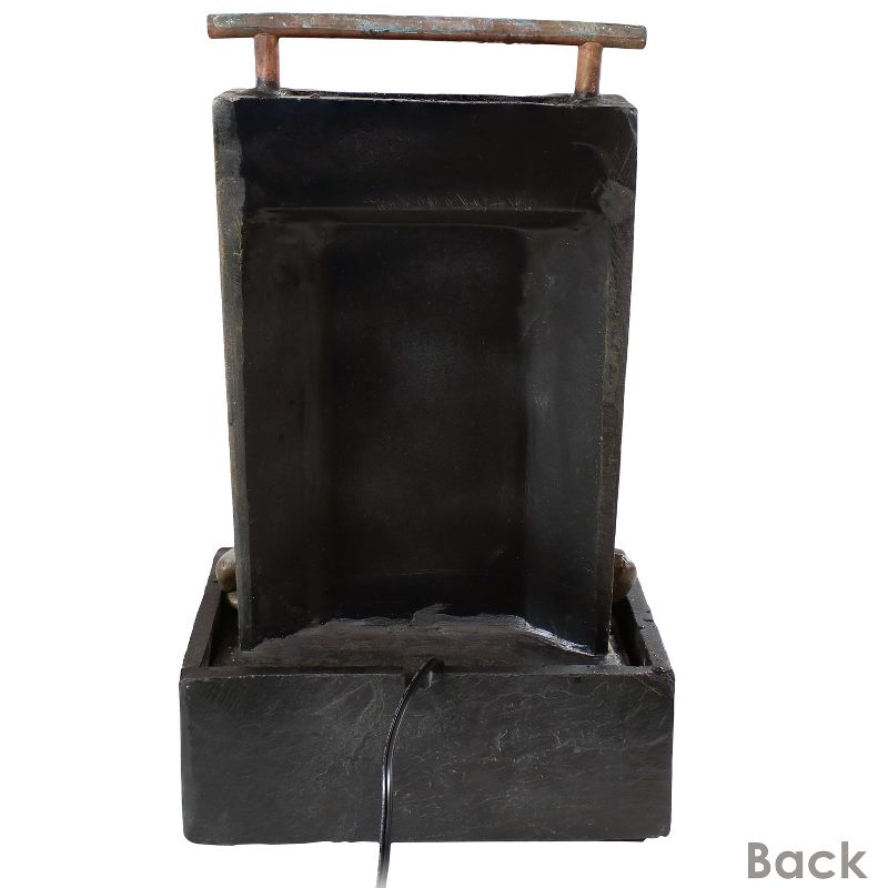 Sunnydaze Indoor Relaxing Home Office Bending Slate Tabletop Water Fountain with LED Light - 17" - Black