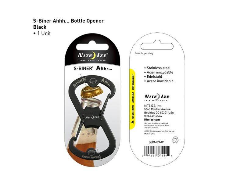 NITE IZE SBO-03-01 S-Biner Key Clip, 1 11/16 in Ring Size, Black