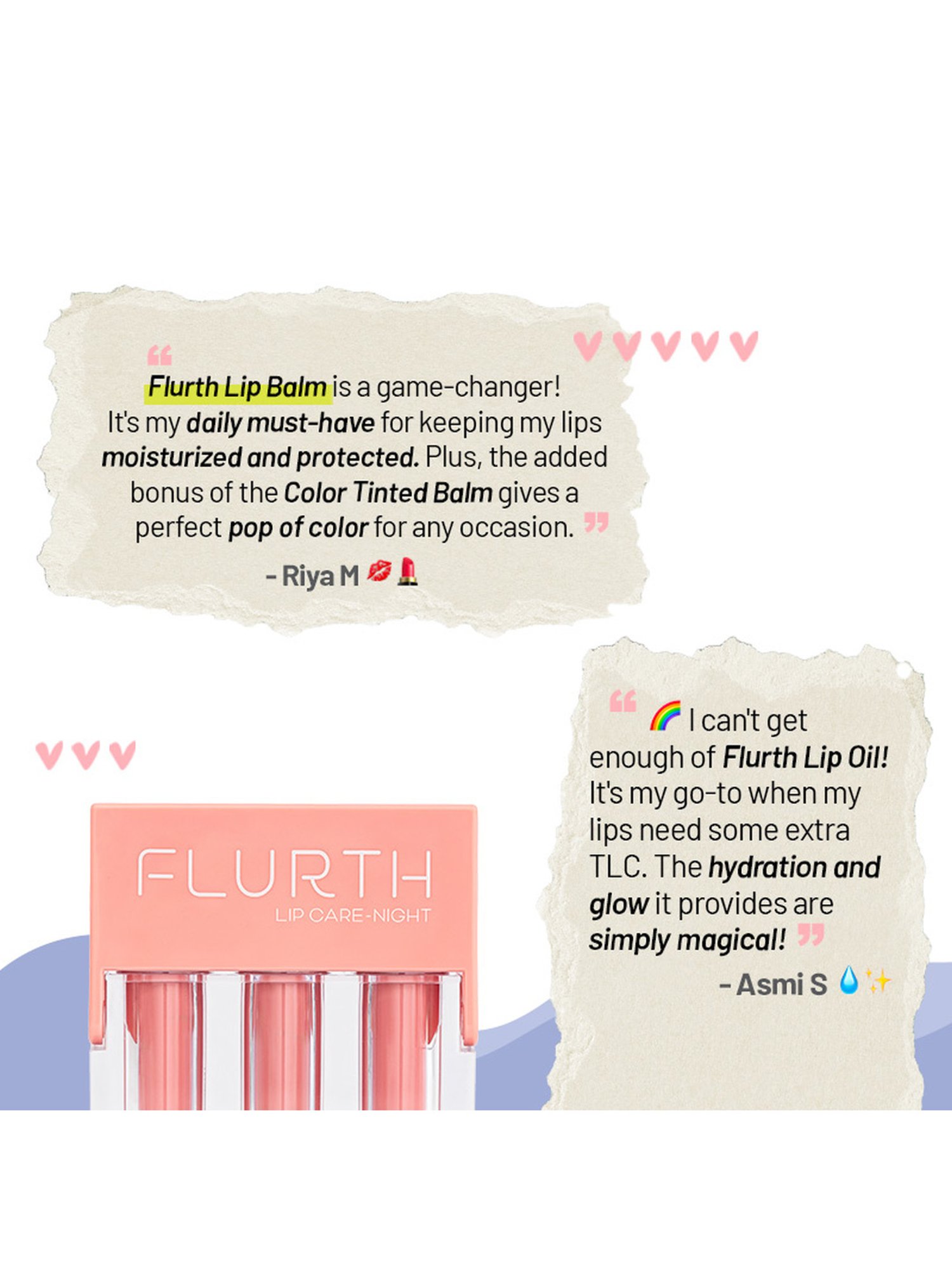 Flurth Korean Night Lip Care Trio - Lip Balm, Lip Peel & Lip Mask